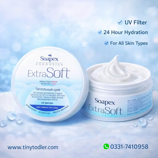 Soapex Extra Soft Cream 220ml – UV Filter, 24-Hour Hydration & Non-Greasy Care