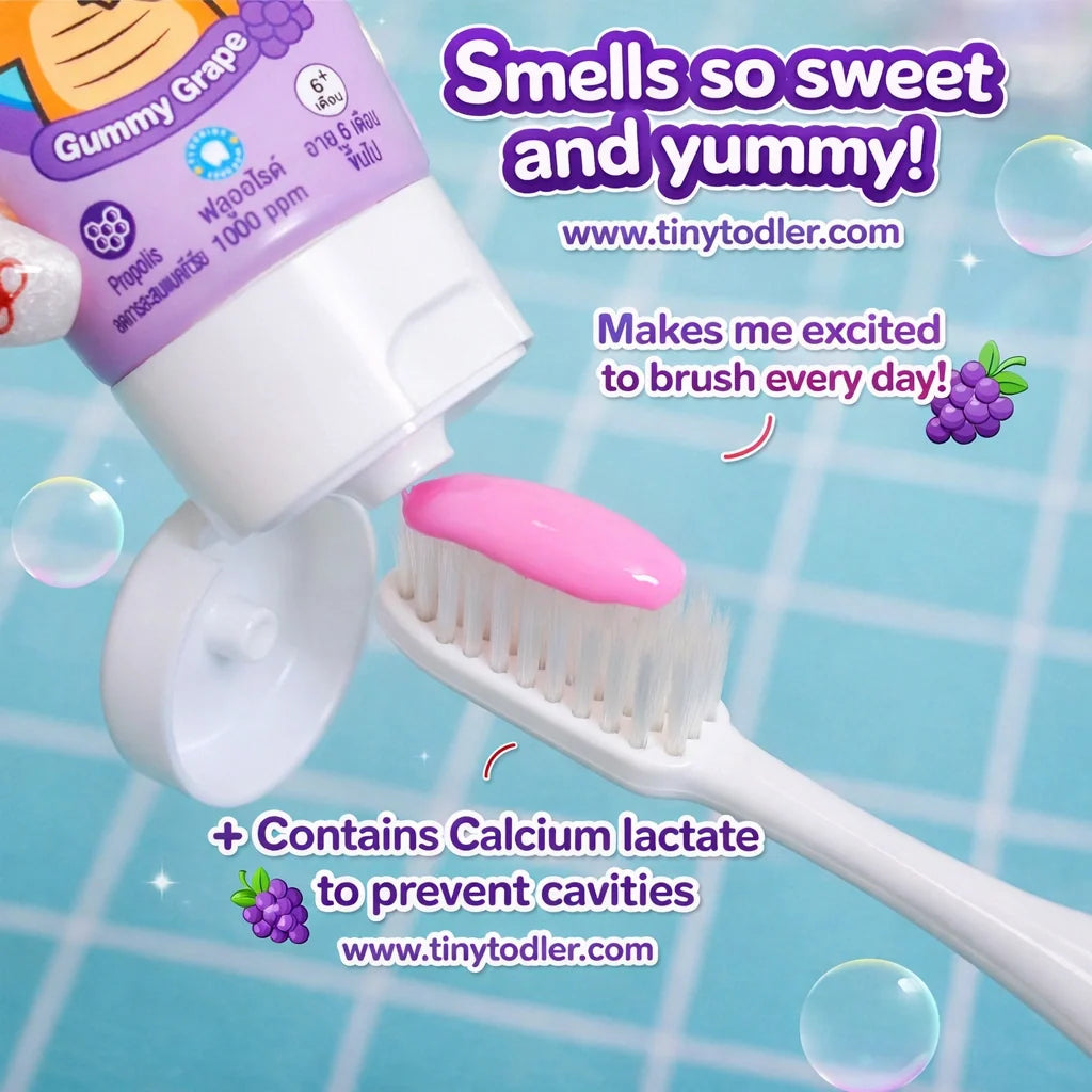 Baby Mild Organic Kids Toothpaste, Gentle Protection Gummy Grape Formula, 40 g