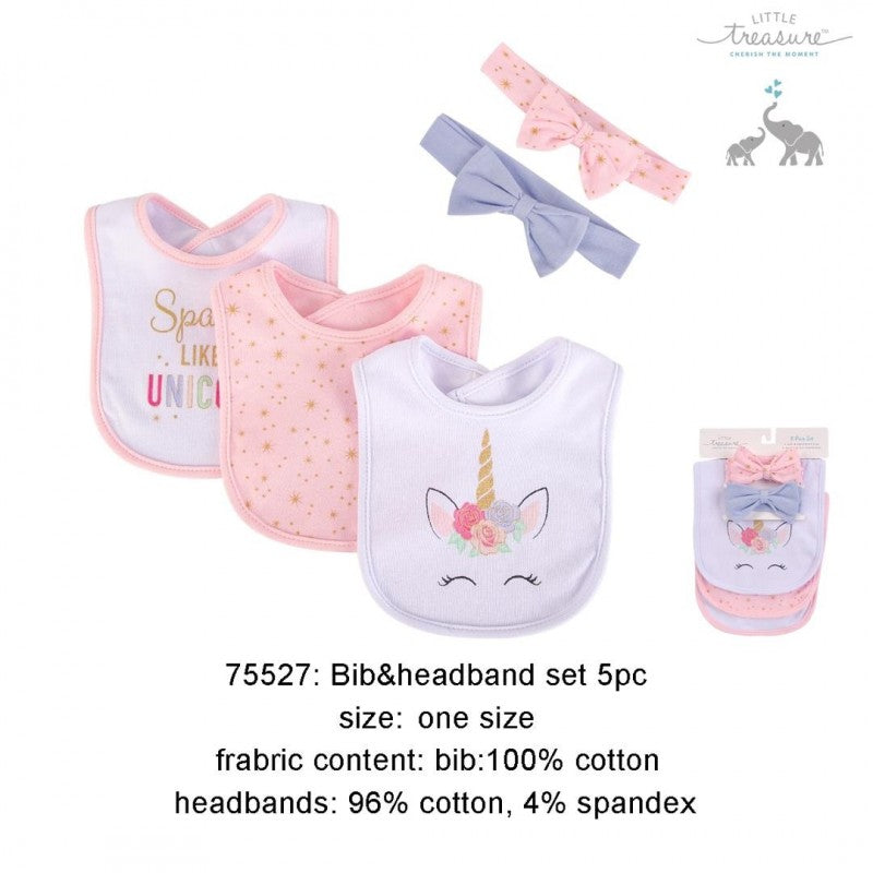 Little Treasure Bibs & Headband set 5 pcs