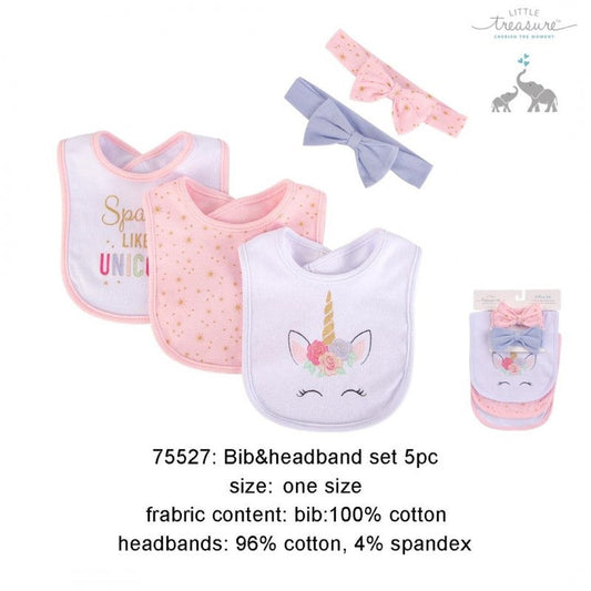Little Treasure Bibs & Headband set 5 pcs