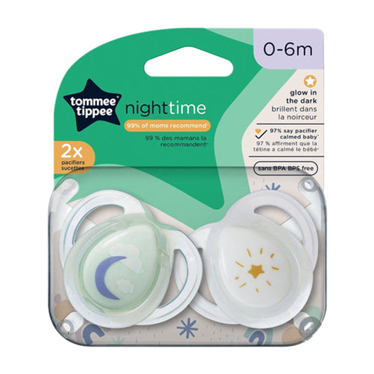 Tommee Tippee Night Time Pacifier 2pcs 0-6M - 533465